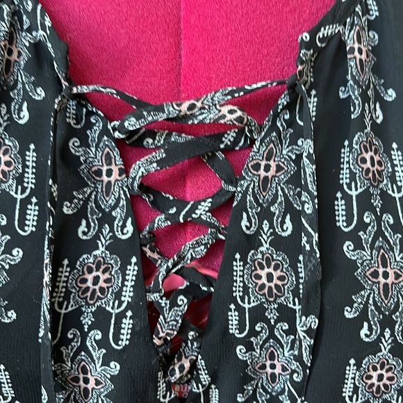 Madewell  Boho dress  peasant style lace up V front  elastic waist  Size 2 NWOT - Picture 2 of 12